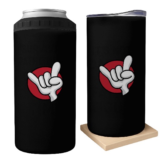 Rock On Heavy Metal Hard Rock Hand Sign Cartoon Can Coolers