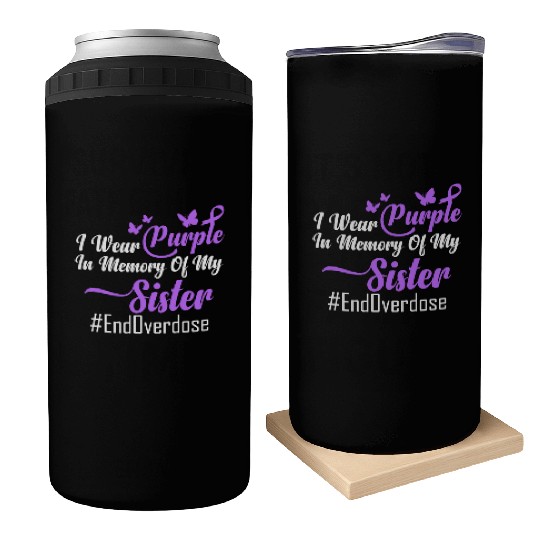 I wear Purple for my Sister - #endoverdose Can Coolers