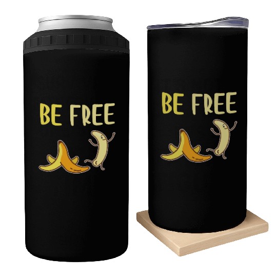Be Free Funny Naked Cute Banana Fruit Can Coolers