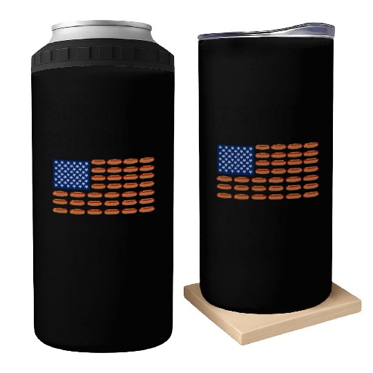 Hot Dog American Flag Patriotic Can Coolers
