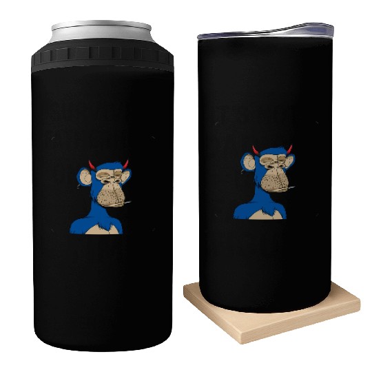 Blue bored monkey Can Coolers