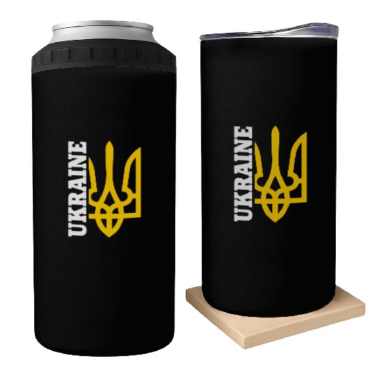 UA And Yellow Emblem of Ukraine Can Coolers