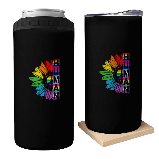 HUMAN Sunflower LGBT Flag Gay Pride Month LGBTQ Can Coolers