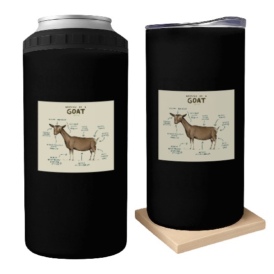 anatomy of a goat greeting card Can Coolers