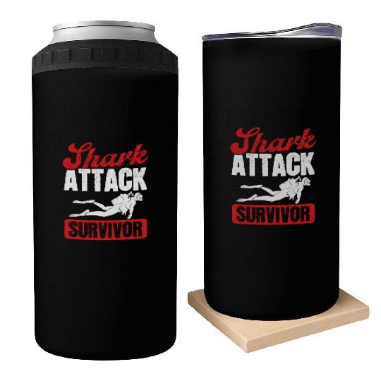 Scuba Diving Shark Attack Survivor Scuba Diver Can Coolers