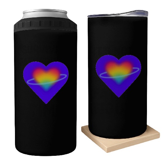 rainbow heart pride Can Coolers