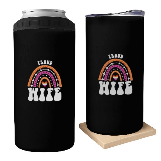 Proud Wife Lesbian Pride Rainbow Can Coolers