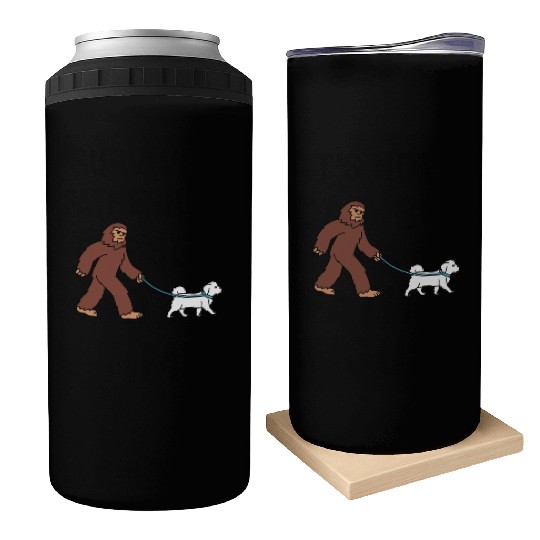 Bigfoot Sasquatch Walking Maltese Can Coolers