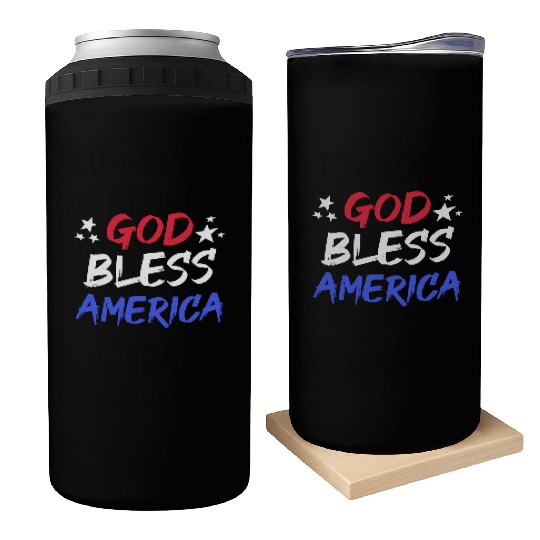 Patriotic USA God Bless America Can Coolers