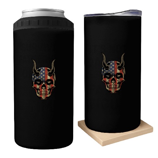skull flag us Can Coolers