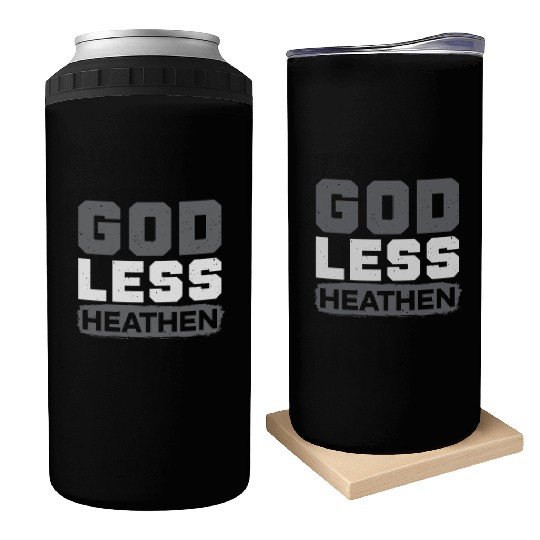 Godless Heathen Anti-Religion Agnostic Atheist Can Coolers