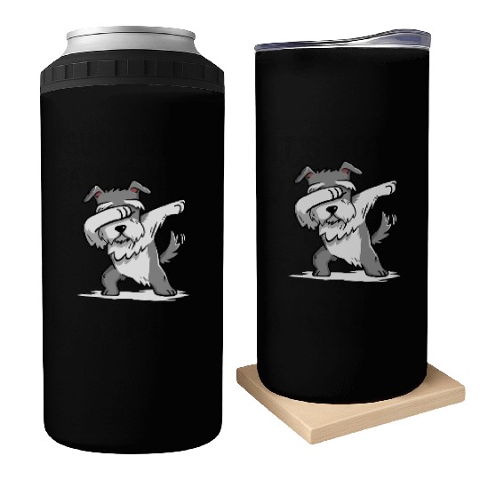 Funny Dabbing Schnauzer Dog Lover Can Coolers