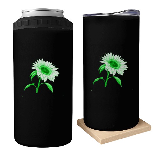 Green sunflower Can Coolers
