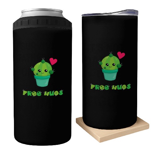 Free Hugs Can Coolers Succulent Pun Cactus Gardening
