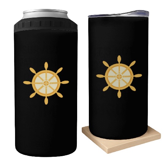 Ship's Wheel, nautical star & cardinal points Can Coolers