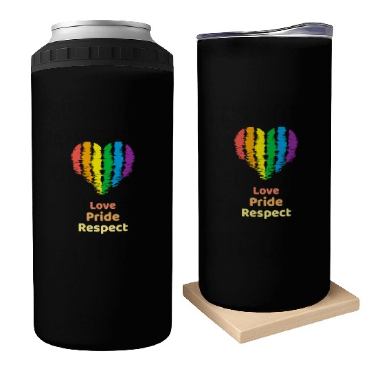 Love Pride Respect. Rainbow Heart For Oslo Can Coolers