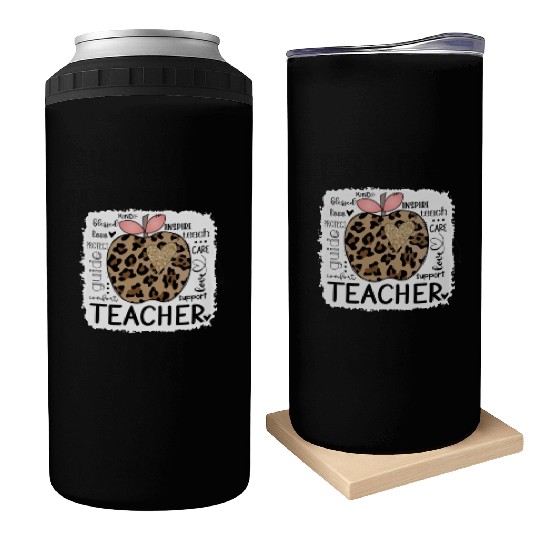Leopard Apple Teacher Life Back To School 2022 Can Coolers