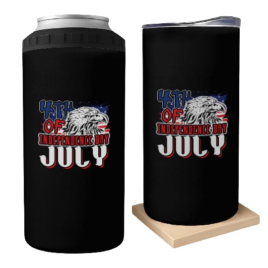 Eagle America American Flag 4th Of July Can Coolers