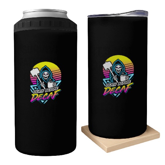 Death Before Decaf (Gym Reaper) Retro Neon Can Coolers