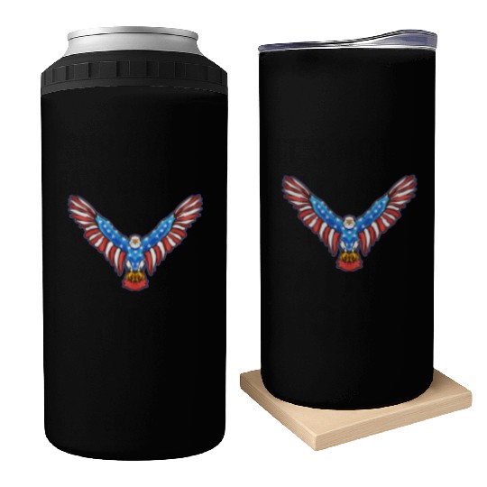 American Bald Eagle American 4th of July Patriotic Can Coolers