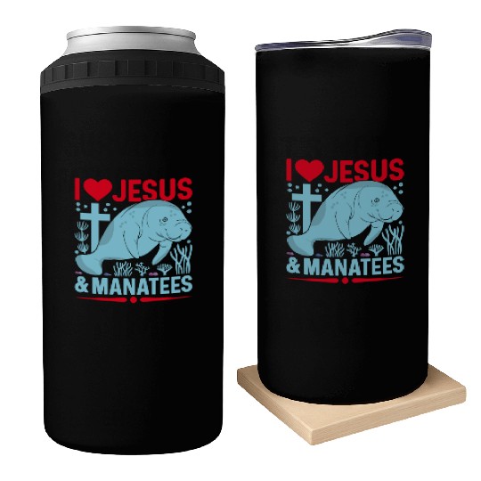 I Love Jesus and Manatees - Sea Cows Lover Can Coolers