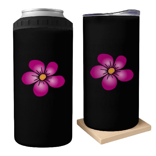 pink blooming daisy flower flowery, floral pattern Can Coolers