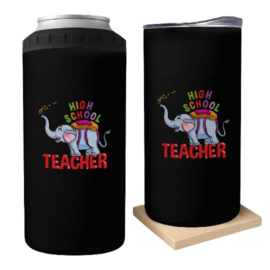 Back To School Elephant High School Teacher Can Coolers