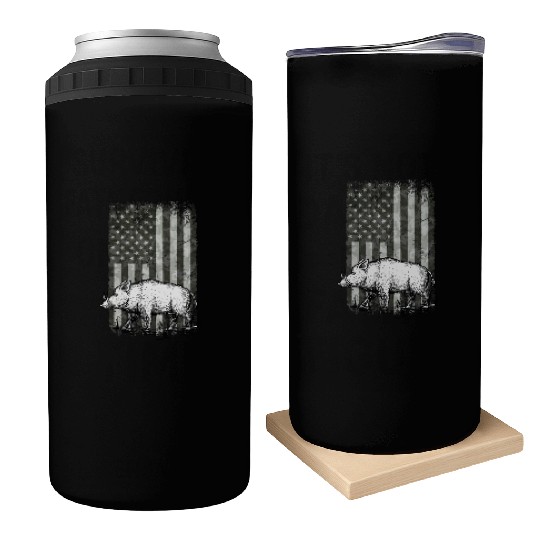 Patriotic Wild Boar Hunting Season For Hog Can Coolers