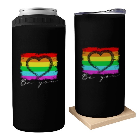 Be you - Rainbow Heart Love Gay LGBTQ Tolerance Can Coolers