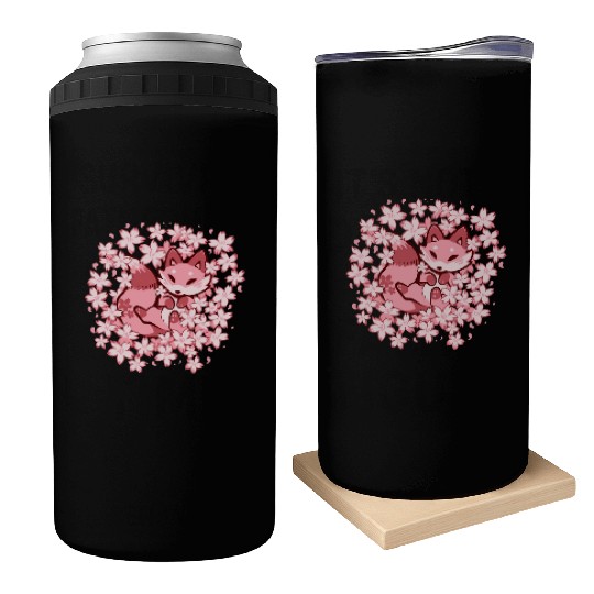 Cherry Blossom Fox Can Coolers