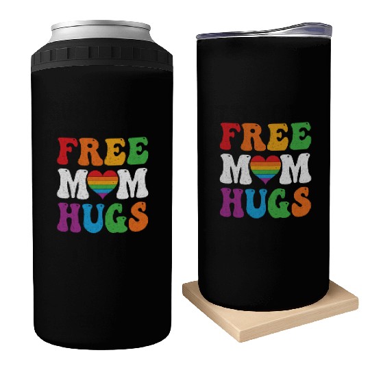 Free Mom Hugs Pride Can Coolers Rainbow Heart LGBT Pride