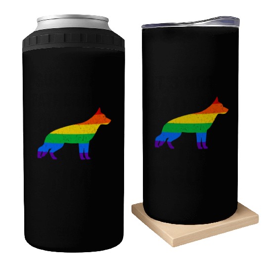 LGBT German Shepherd Rainbow Flag Can Coolers
