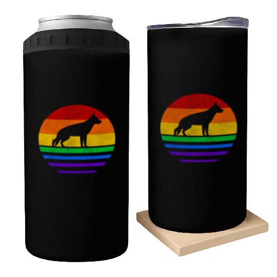 LGBT German Shepherd Rainbow Flag Can Coolers
