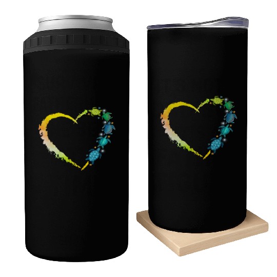 Sea Turtle Heart Animal Lover Can Coolers