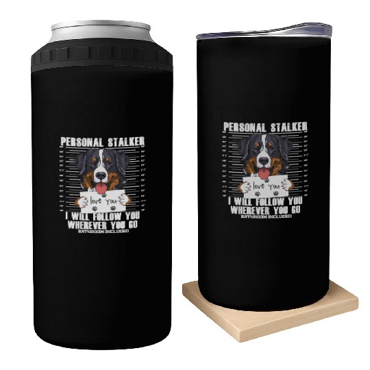 Bernese Mountain Dog Stalker Cartoon Can Coolers