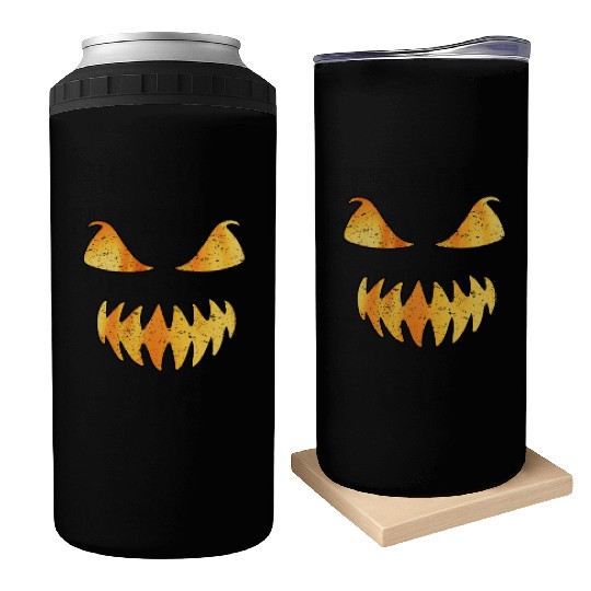 Retro Jack O Lantern Scary Carved Pumpkin Face Can Coolers