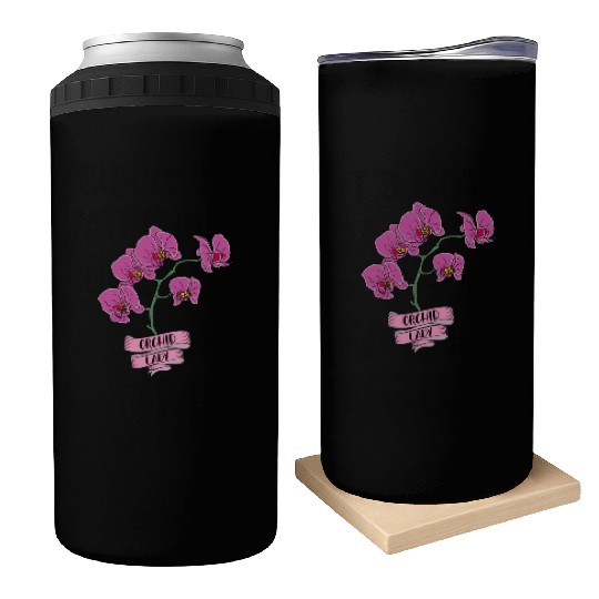 Orchid Plant Lady Cartoon Can Coolers