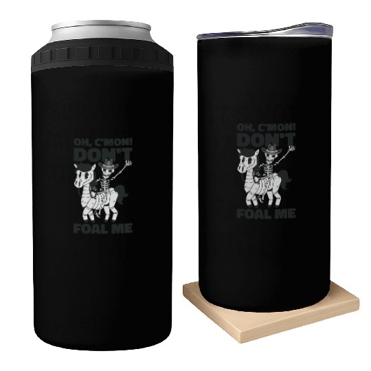 Halloween Cowboy Skeleton Foal Horse Riding Can Coolers