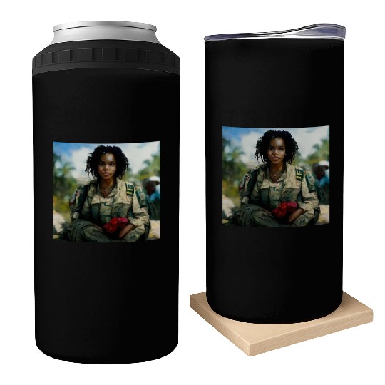 Beautiful US army combat medic painting Can Coolers