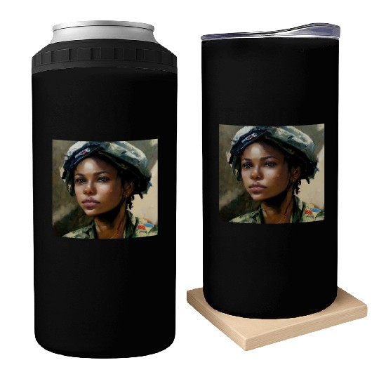 Beautiful US army combat medic painting Can Coolers