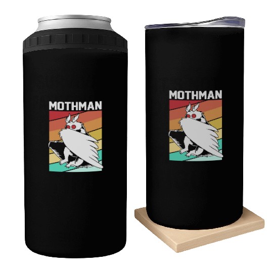 Retro Mothman Cryptid 80s Vintage Mothman Can Coolers