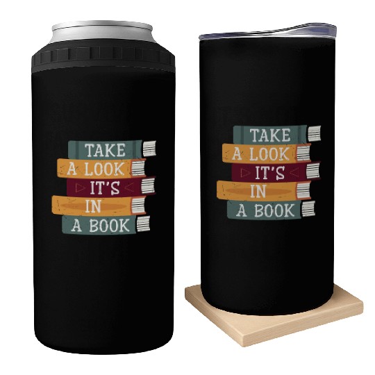 Take A Look It's A Book Retro Rainbow Reading Can Coolers