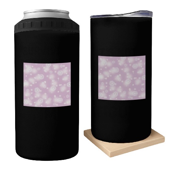 Violet Snowflakes Pattern Can Coolers