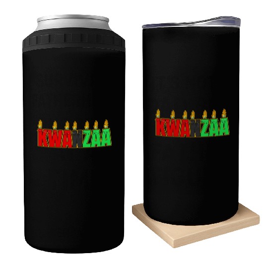 Afro American Candle Kinara Kwanzaa Can Coolers