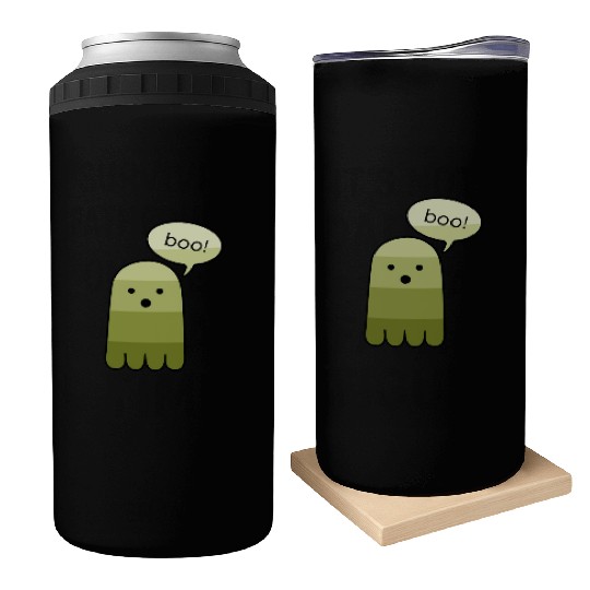 Olive Green Boo Ghost Halloween Can Coolers