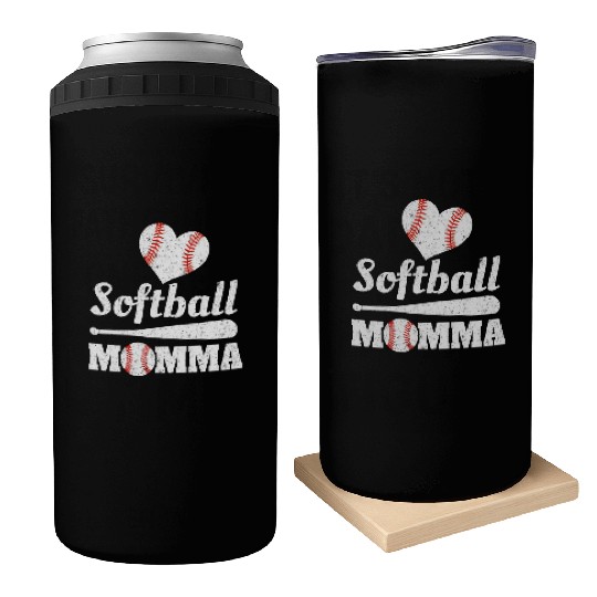 Softball Momma Mother's Day Ball Sports Mom Mommy Can Coolers