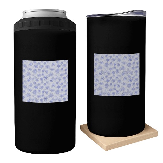 Elegant Snowflakes Pattern White Purple Can Coolers