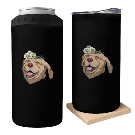 Dog Labrador Flower Can Coolers