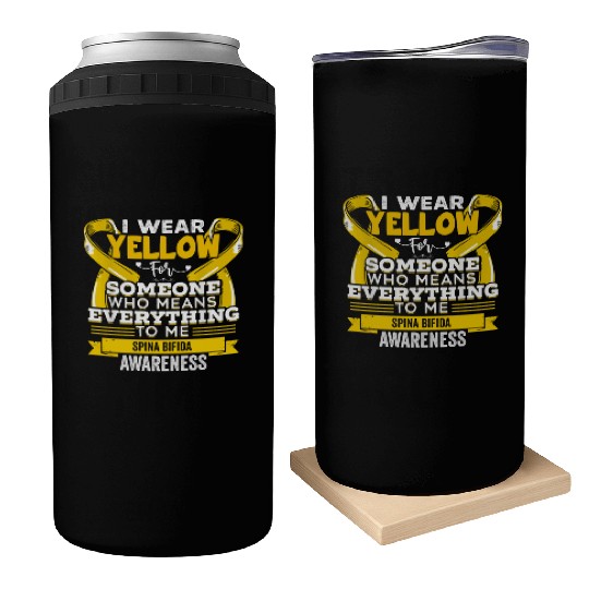 I Wear Yellow For Someone Spina Bifida Awareness Can Coolers