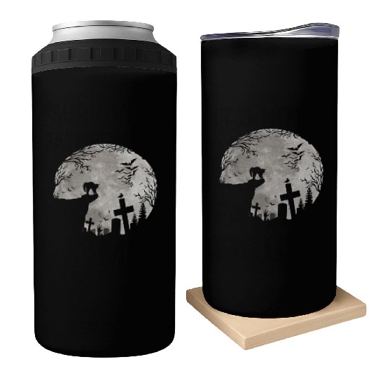 Halloween Black Cat Werewolf Full Moon Bats trick Can Coolers